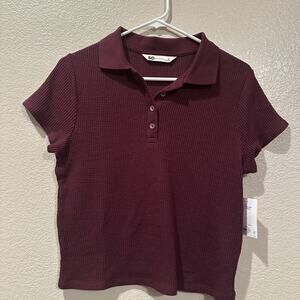 SO Women's Burgundy Polo Top Sz XL